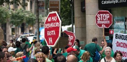 Ocupación de una sucursal de Catalunya Caixa por la PAH.
