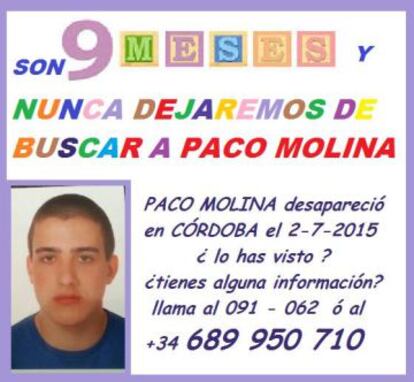 Cartel de b&uacute;squeda de uno de los &uacute;ltimos menores desaparecidos.