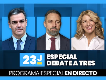 Vídeo en directo | El debate a tres de RTVE entre Sánchez, Abascal y Díaz