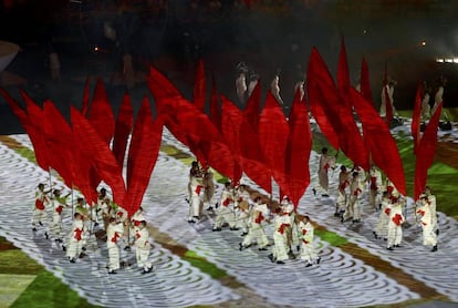 A representação da chegada dos asiáticos ao Brasil.