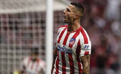 Vitolo celebra su gol al Eibar que supuso el empate a dos.