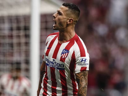 Vitolo celebra su gol al Eibar que supuso el empate a dos.