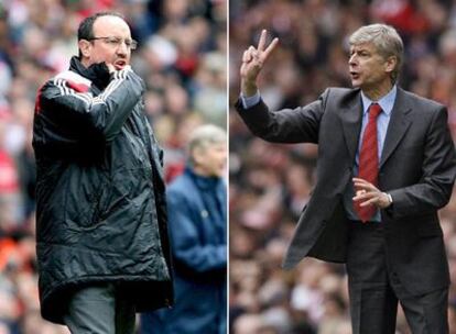 Rafa Benítez (a la izquierda) y Arsène Wenger.