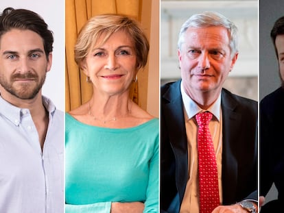 Gonzalo Winter, Evelyn Matthei, José Antonio Kast y Johannes Kaiser en una composición fotográfica.