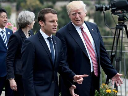 El presidente franc&eacute;s Emmanuel Macron y el estadounidense Donald Trump en la cumbre del G7.