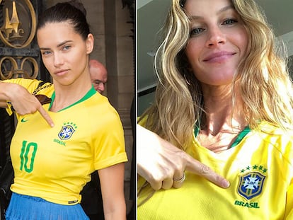 Adriana Lima, Gisele Bündchen e Izabel Goulart apoyando a Brasil.