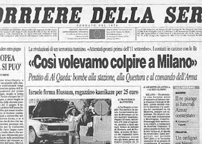 El diario italiano Corriere della Sera abre su edición con las declaraciones de Ammed.