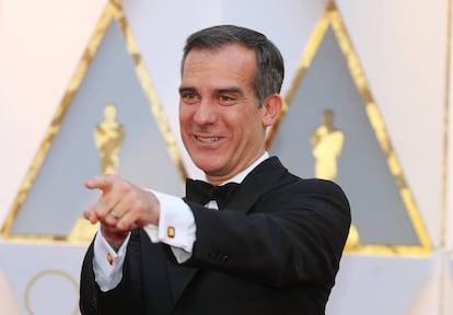 El alcalde de Los Ángeles, Eric Garcetti, en la pasada edición de los Oscar.