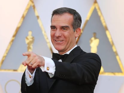 El alcalde de Los &Aacute;ngeles, Eric Garcetti, en la pasada edici&oacute;n de los Oscar.