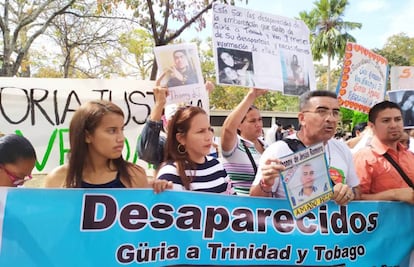 La protesta de los familiares de desaparecidos, en Caracas.