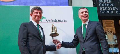 Momento del debut de Unicaja en Bolsa en julio de 2017. 