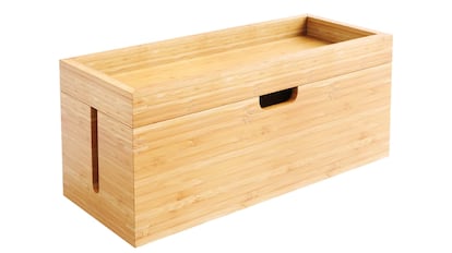 Caja de bambú para orgnizar y ocultar cables