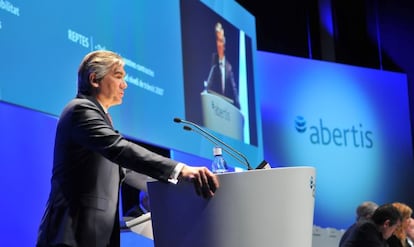 Francisco Reyn&eacute;s, consejero delegado de Abertis, durante la junta de accionistas celebrada el pasado martes en Barcelona.