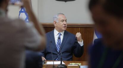 El primer ministro israel&iacute; Benjam&iacute;n Netanyahu, durante la reuni&oacute;n de su gabinete en Jerusal&eacute;n, el 13 de agosto.