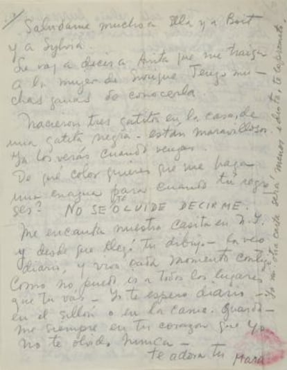 Una de las cartas escritas por Kahlo a Bartolí.
