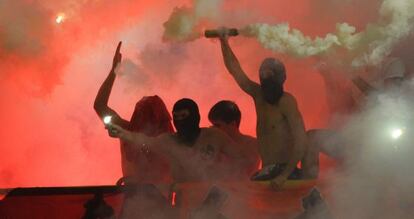 Aficionados del Shakhtar Donetsk, el pasado jueves en la final de Copa.