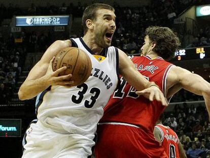 Marc y Pau Gasol, en el Memphis-Chicago disputado en diciembre