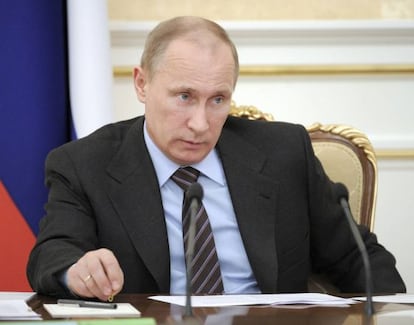 El primer ministro ruso, Vladimír Putin en una reunión en Moscú.