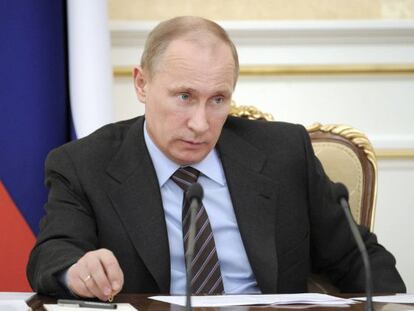El primer ministro ruso, Vladimír Putin en una reunión en Moscú. 