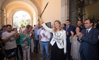 La socialista Amparo Marco, tras ser reelegida alcaldesa de Castellón.