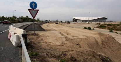 Obras de acceso al estadio Wanda Metropolitano desde la M-40.