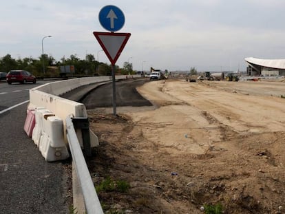 Obras de acceso al estadio Wanda Metropolitano desde la M-40.