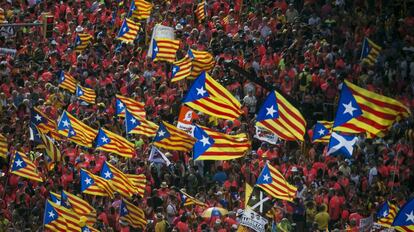 Un tramo de la diagonal de Barcelona durante la Diada.