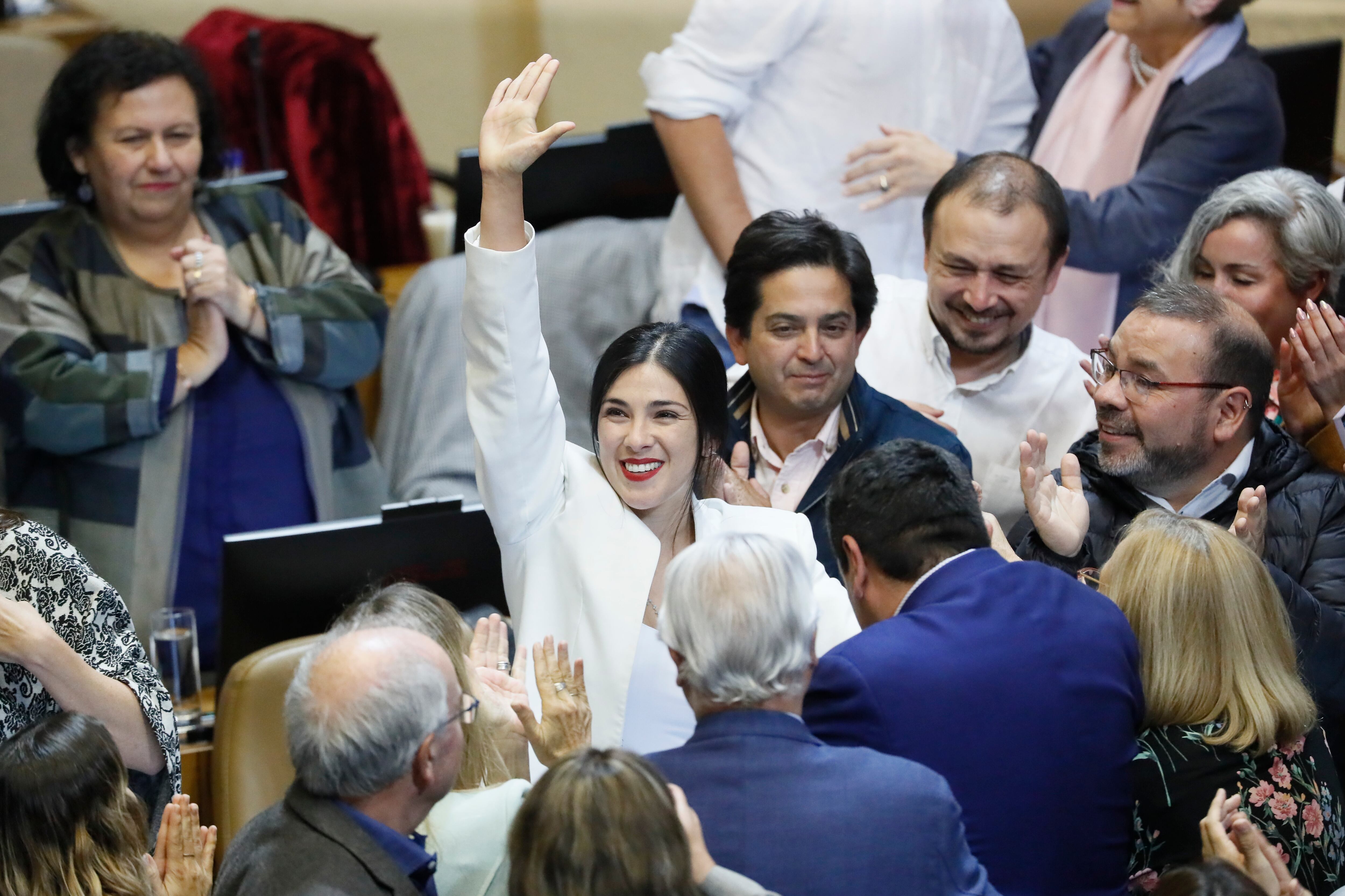 Karol Cariola en la Cámara de Diputadas y Diputados, al quedar elegida como presidenta del órgano legislativo, el 15 de marzo.