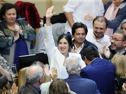 Karol Cariola en la Cámara de Diputadas y Diputados, en Valparaíso (Chile), el 15 de abril.