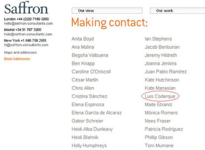 La plantilla de Saffron, sacada de su web.