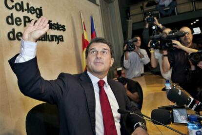 Joan Laporta, durante la rueda de prensa.