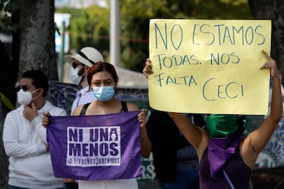 Una protesta por el asesinato de Cecilia Monzón, en Puebla (México), el 22 de mayo de 2022.