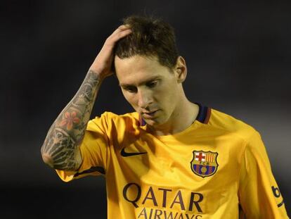 Messi se lamenta de una ocasión fallida ante el Celta.