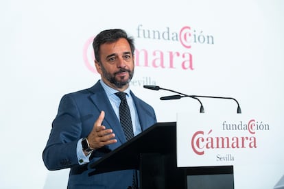 El presidente de la Cámara de Cuentas de Andalucía, Manuel Alejandro Cardenete, durante su intervención en mayo de 2024 en la conferencia 'El papel de los órganos de control externo como instrumento de mejora para la gestión pública'.
Esther Lobato / Europa Press
28/5/2024