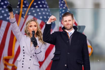 Eric Trump, el hijo del expresidente Donald Trump, y su esposa Lara, en Washington el pasado 6 enero, horas antes de la toma del Capitolio.