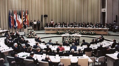 The signing of the Maastricht Treaty in 1992.