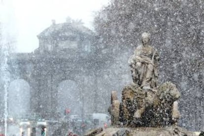Snowfall in Madrid.