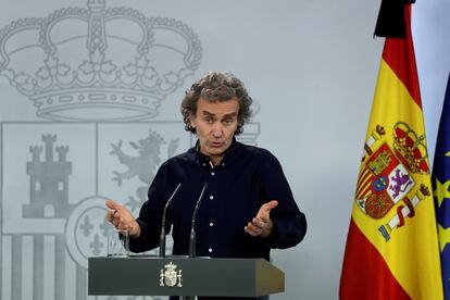 El director del Centro de Coordinación de Alertas y Emergencias Sanitarias, Fernando Simón, este jueves durante una rueda de prensa.