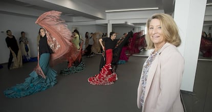 Cristina Heeren, en una de las aulas en las que imparte el curso de baile flamenco en la nueva sede de su fundaci&oacute;n.