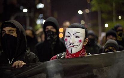 Manifestantes en las calles de Sao Paulo.