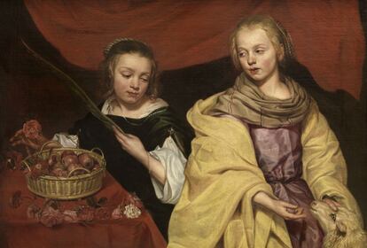 Santa Inés y Santa Dorotea, de Michaelina Wautier. Siglo XVII. Óleo sobre tabla. 89x121cm. Imágenes sagradas