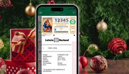 Décimo de la lotería en un smartphone