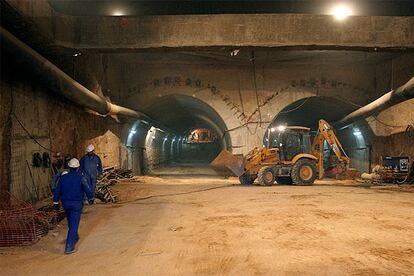 Las obras del túnel de Cuatro Caminos, en una imagen tomada ayer.