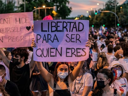 Manifestación del Orgullo LGTBI en Madrid, en julio de 2021.
