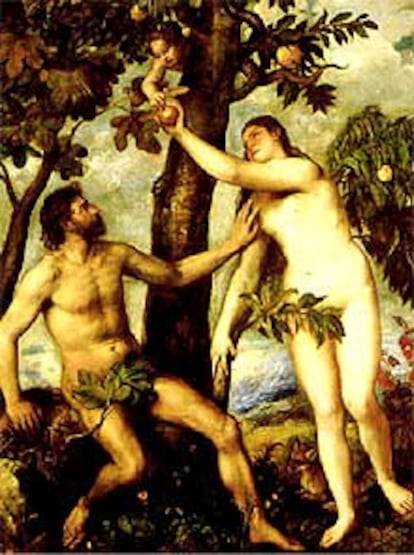 <i>Adán y Eva</i><b>, cuadro de Tiziano perteneciente al Museo del Prado.</b>