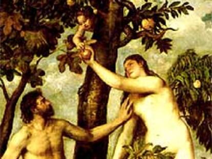 <i>Adán y Eva</i><b>, cuadro de Tiziano perteneciente al Museo del Prado.</b>