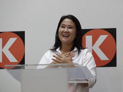 Keiko Fujimori, en una rueda de prensa el pasado domingo, en Lima, Perú.