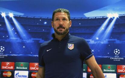 Simeone, durante la rueda de prensa