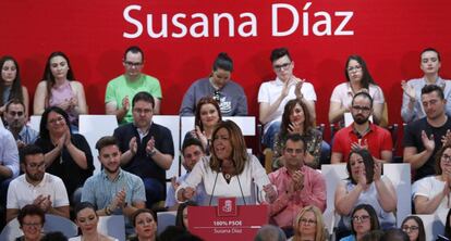 Susana Díaz, en un acto de campaña en Níjar (Almería).