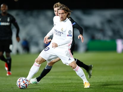 Luka Modric, durante el partido contra el Borussia Mönchengladbach del miércoles en el Di Stéfano.